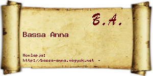 Bassa Anna névjegykártya